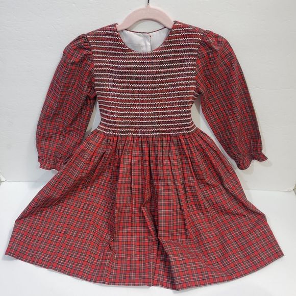 Petit Atelier Smocked royal long sleeve holiday dress toddler girl size 4 - Picture 5 of 10